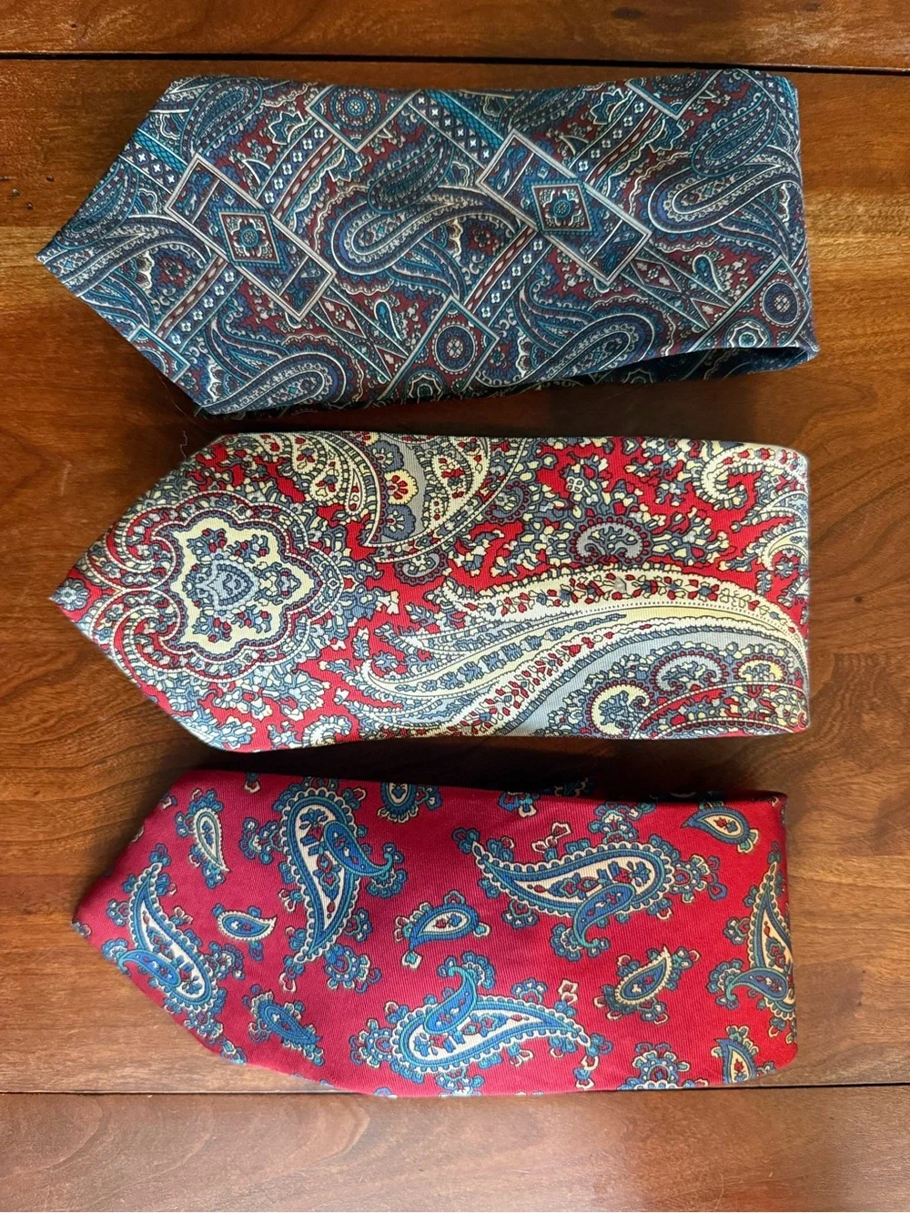 3 Pierre CARDIN Paisley Silk Tie Trio Vintage Necktie Lot
